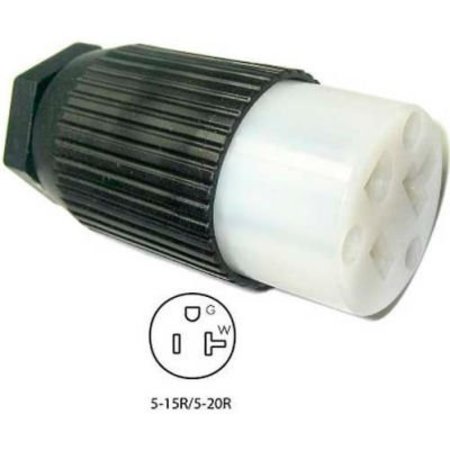 Conntek Conntek 60201, 15 to 20-Amp Straight Blade Connector with NEMA 5-15/20R Female End, 2 Pole-3 Wire 60201